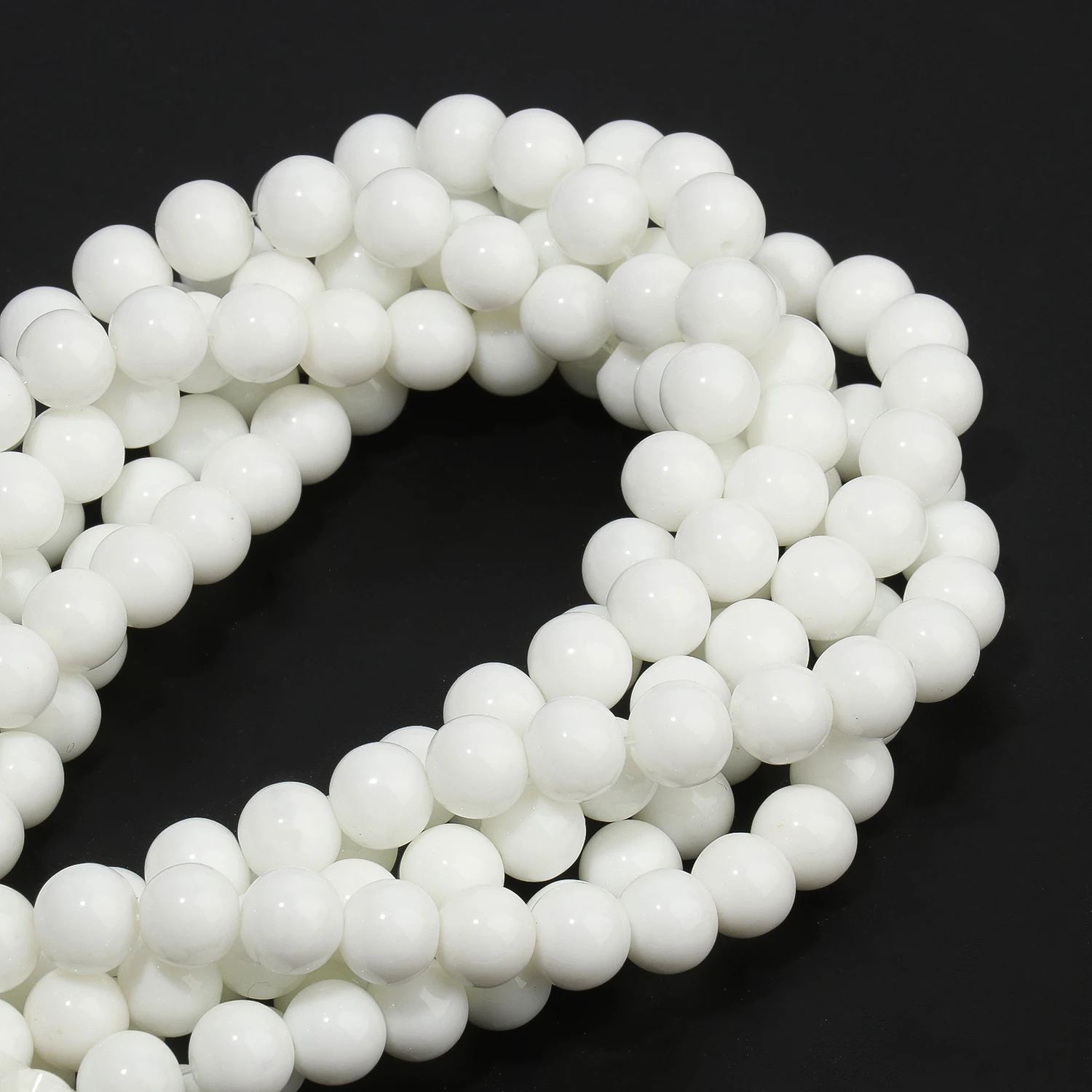 Smooth Round White Onyx Beads Natural Stone Loose Spacer Beads for Jewelry Making DIY Bracelet Necklace Accessory 4/6/8/10/12mm