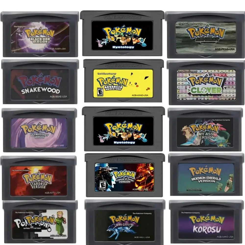 GBA Pokemon Series Game Cartridge Silver Rival Rom Hack 32 Bit Video Game Console Collection Card