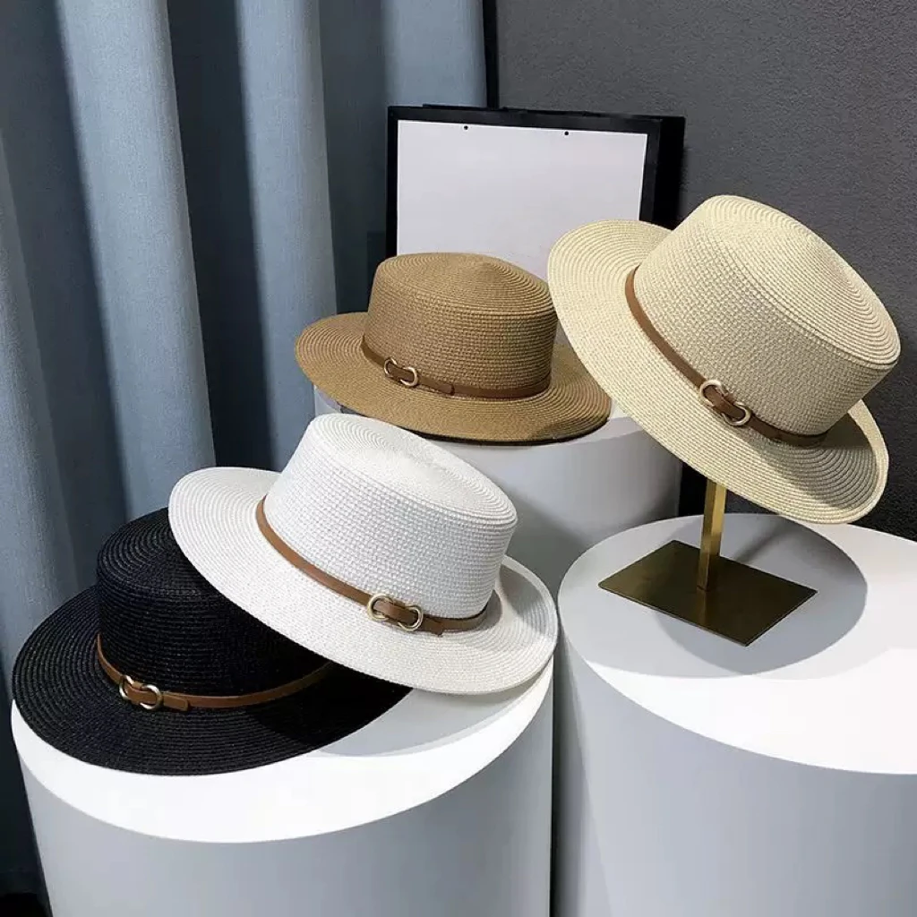 chapeu-de-sol-de-palha-estilo-frances-feminino-verao-aba-superior-plana-ajustavel-upf50-praia-ferias-chapeu-de-protecao-solar-​