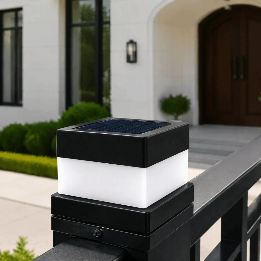 Decoration Waterproof Solar Fence Lights Automatic Bright LED Solar Post Cap Lights Square Lantern Fence Deck Lamp Landscape