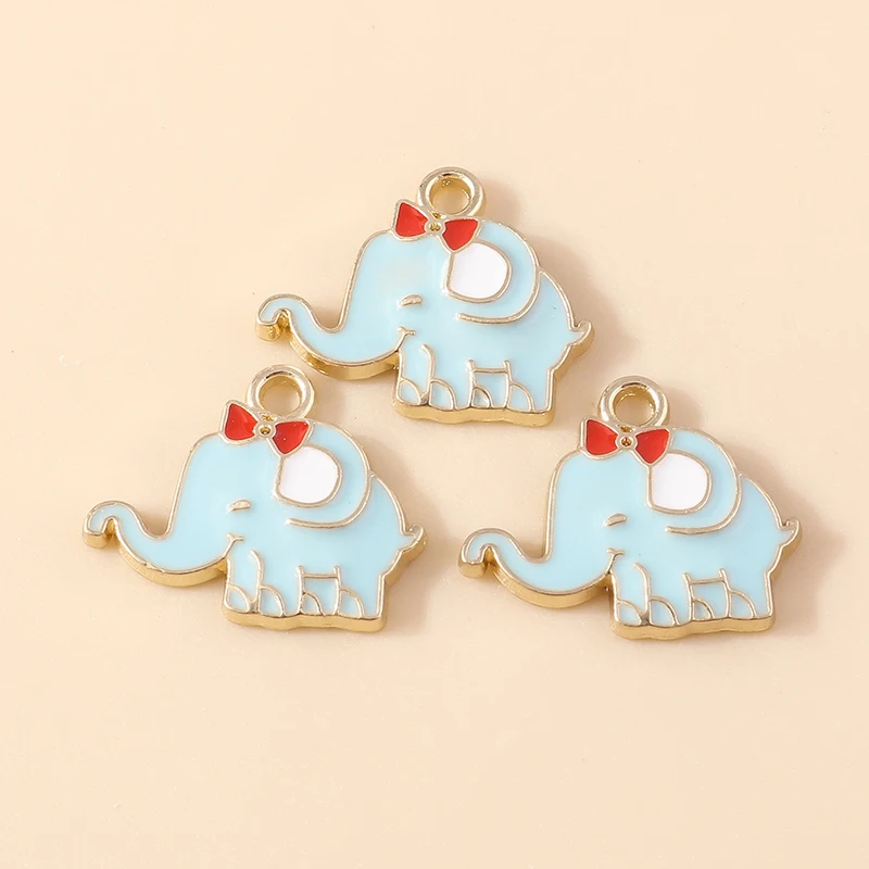 20 Stück 18x15mm Cartoon Tier Charms Emaille Elefant Charms Anhänger für Schmuckherstellung Halsketten Ohrringe DIY Bastelzubehör – Detail 4