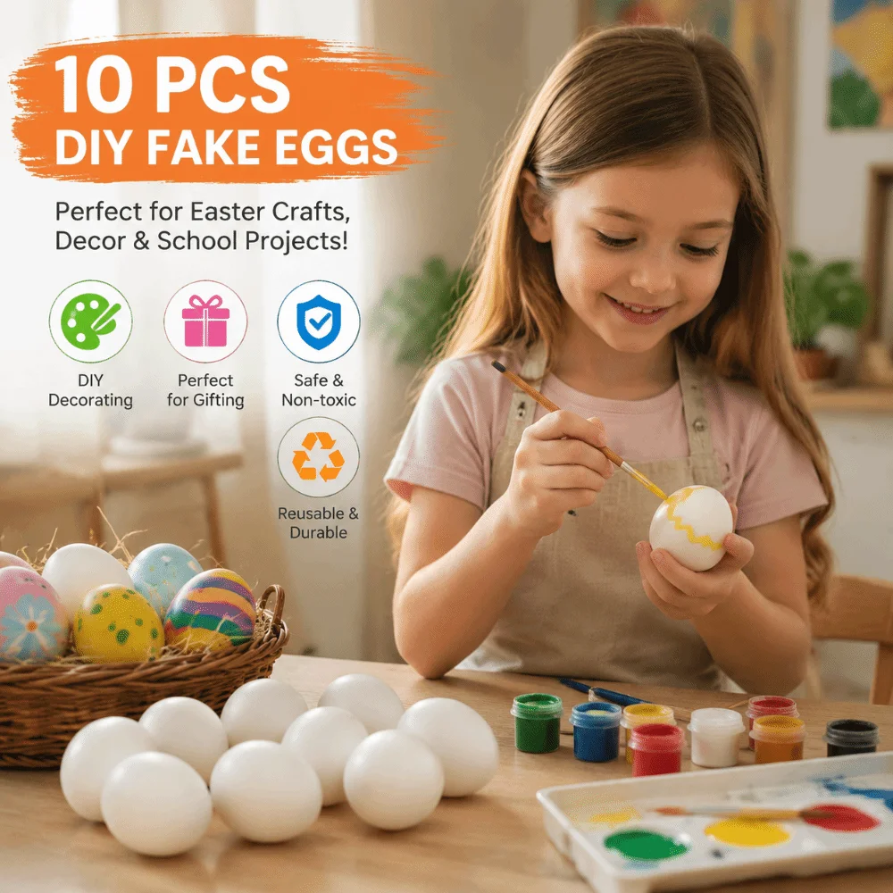 10pcs Simulation Plastic Fake Eggs Drawing Eggshell Artificial Incubation Eggs Teaching Educational Non-Toxic