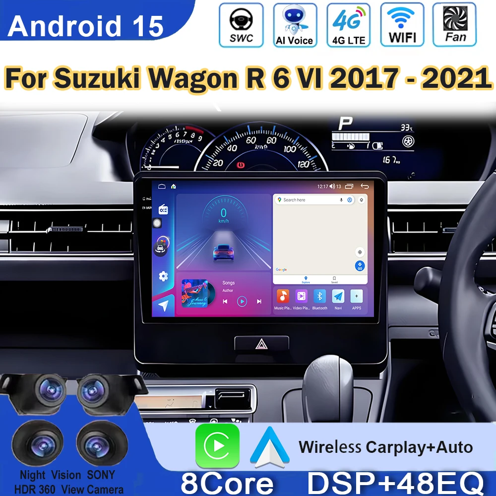 Car Radio Android For Suzuki Wagon R 6 VI 2017- 2021 Carplay Multimidia Video Auto Player Screen Head Unit Autoradio QLED Screen