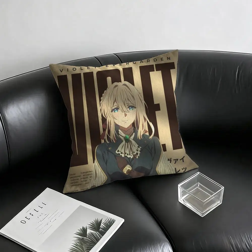 Anime Violet Evergarden Cushion Cover Natural Linen Pillowcase Set, All-in-One Decor for Sofa, Bedroom & Chair