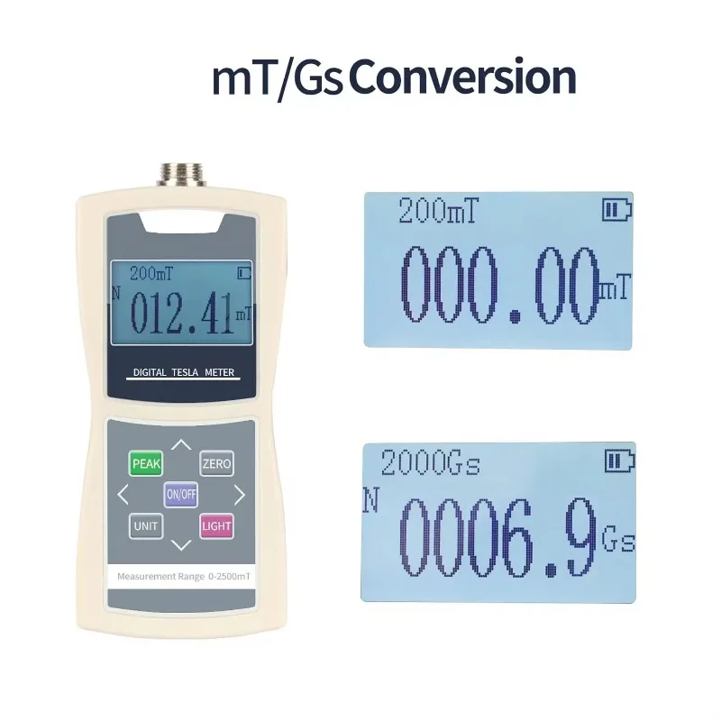 Digital Tesla Meter 200mT/2000mT Gaussmeter High Accuracy Sensitive Surface Magnetic Field Tester Standard Radial Hall Probe