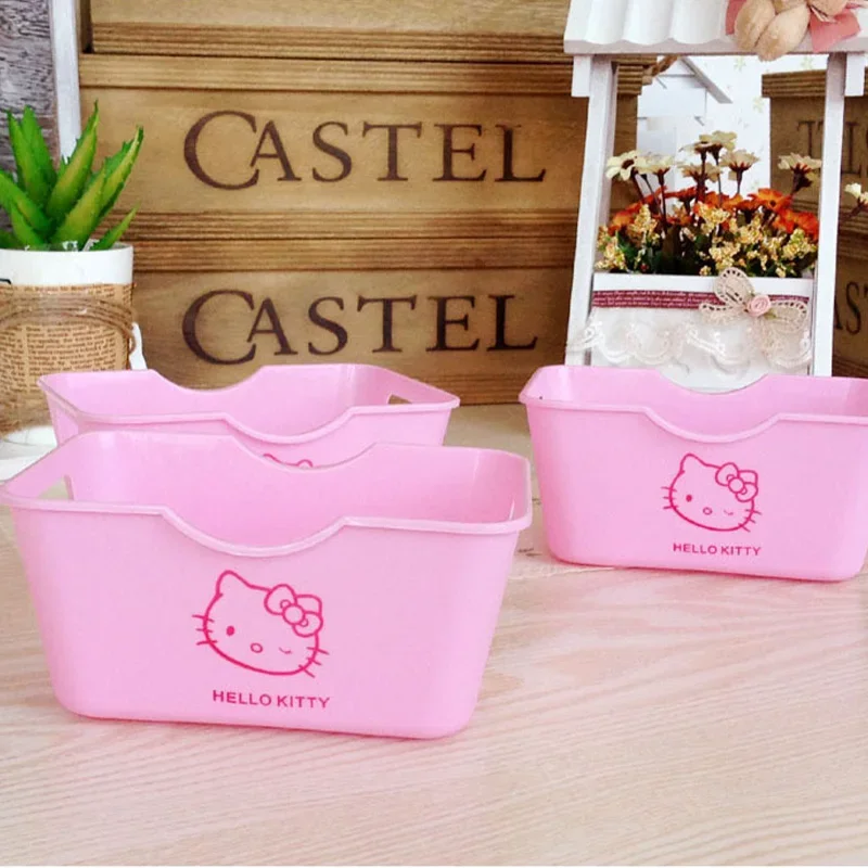 Sanrio Hello Kitty Cute Cartoon Mini Desktop Rectangle Storage Box Cosmetic Storage Basket Girl Jewelry Box Anime Character Gift