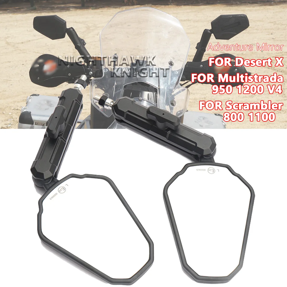 New Motorcycle Adventure Rearview Side Mirror For Ducati Multistrada Mts 950 1200 V4 Desert X Scrambler 800 1100 Accessories