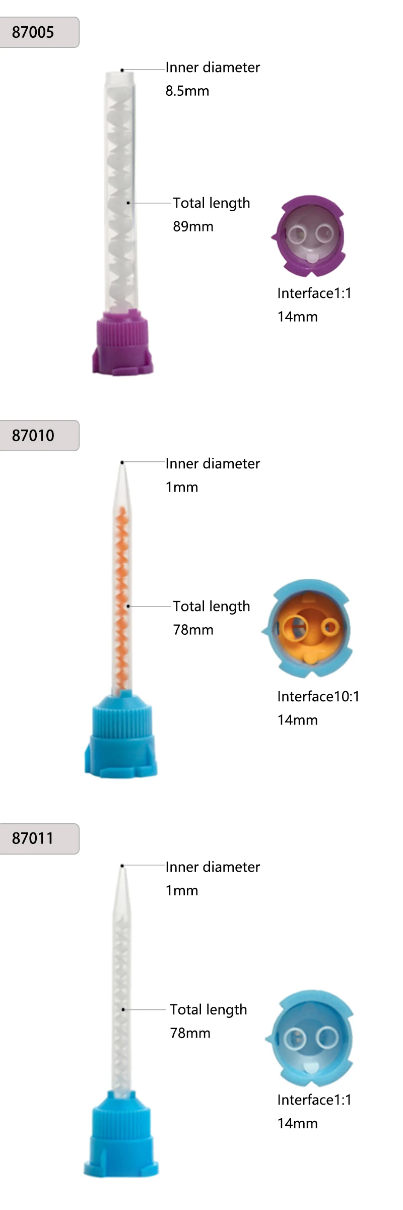 50/100PCS Dental Mischen Tipps Silikon Gummi Mischen Spitze Dental Abdruck Materialien Mischen Rohr Prothese Labor Farbe Rohre – Detail 5