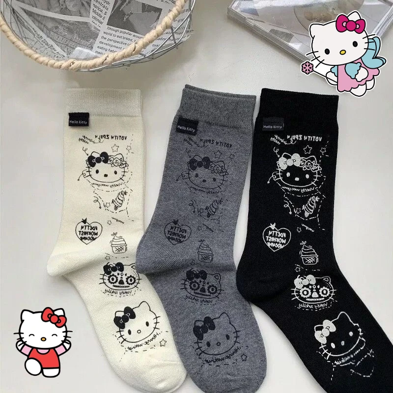 

Sanrio Hello Kitty Mid-calf Socks Cartoon One Size Fits All Mid Length Socks Cute Girl Long Socks Comfortable Running Sock Gift