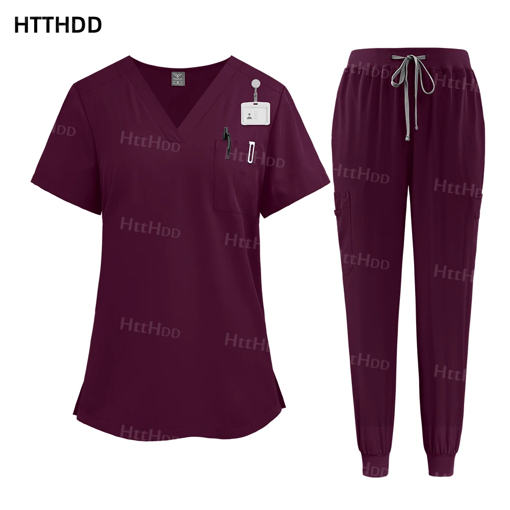 Elastic Scrub Joggers Suits Labcoat Women Uniform Nurse Beauty Salon Aesthetic Uniforms High-quality Medical Nursing Scrubs Sets