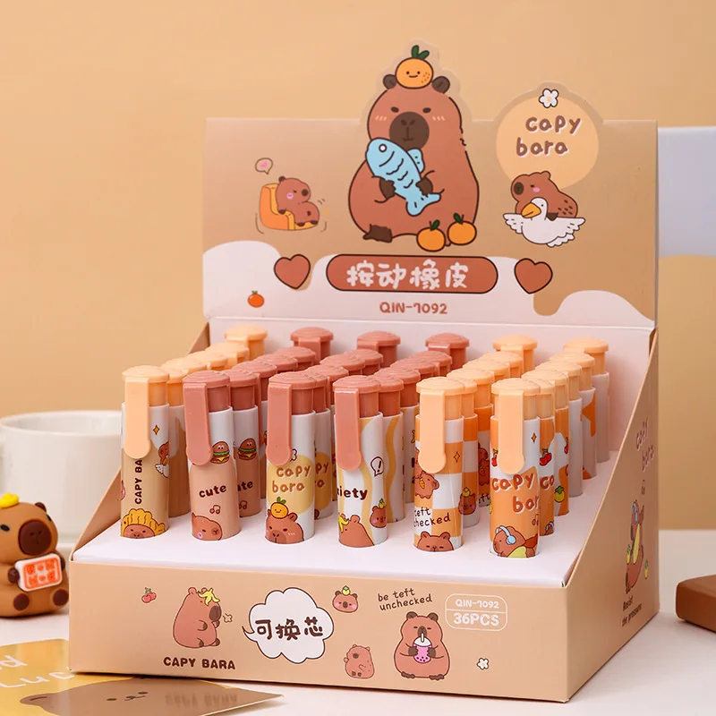 12 pezzi xNew Kapibara Press Eraser Studenti della scuola primaria Cute Styling Eraser Inserimento Cancelleria creativa di bell'aspetto