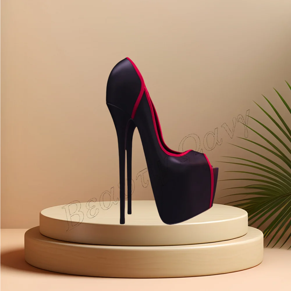 Zwart En Rood Peep Toe Platform Pumps Spike Hak Vreemde Stijl Schoenen Hoge Hak Schoenen Voor Vrouwen Schoenen 2024 Zapatos Para Mujere