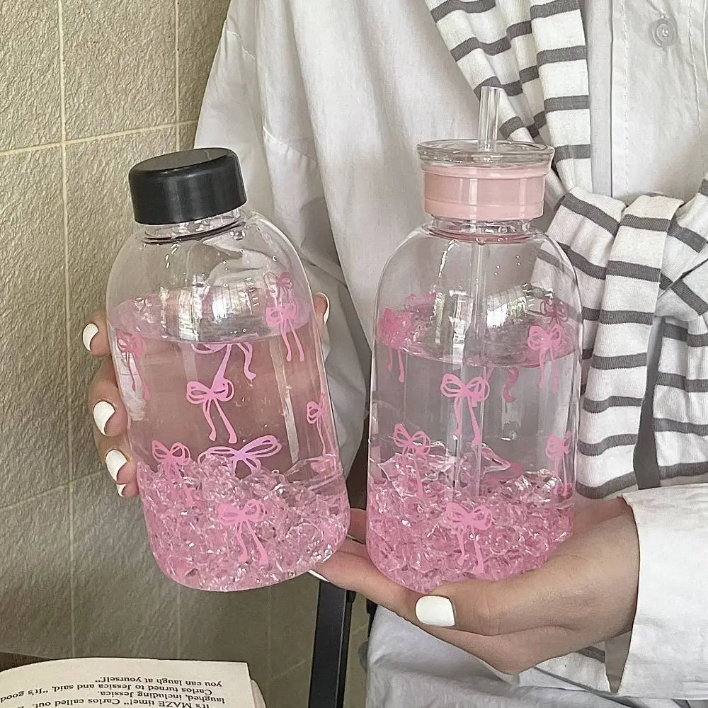 

New 600ml Straw Cup Bowknot Large Capacity Water Bottle with Lid Coffee Cup for Juice Milk Tea Coffee