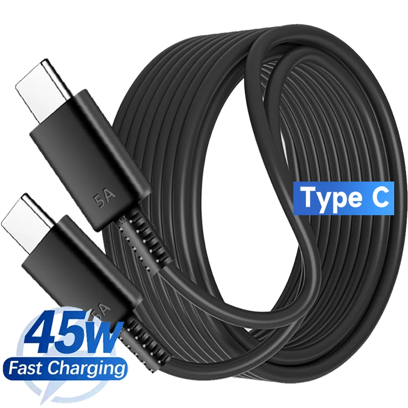 Cable de datos USB Dual tipo C para Samsung Galaxy note 10, note 20, S23, S24, carga súper rápida, 5A, 45W