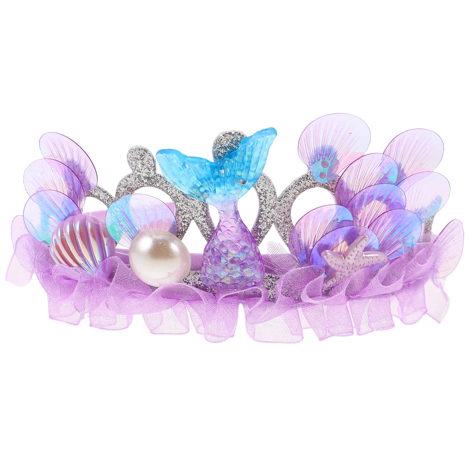 

Children's Ocean Hair Crown Mermaid Headband Girls Seashell Headpiece Themed Fabric Hairband for