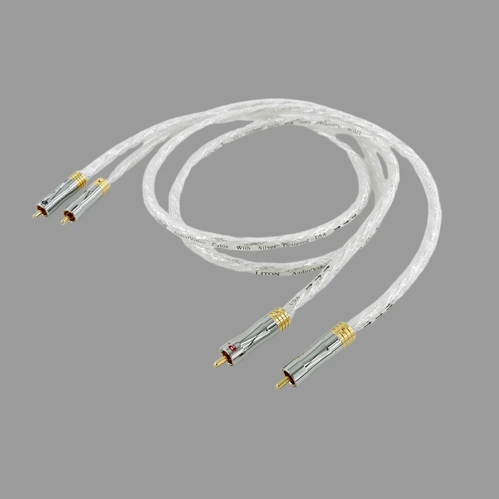 

Pair Hifi 7N OFC RCA Cable Sliver Plated RCA Interconnect Audio Cable