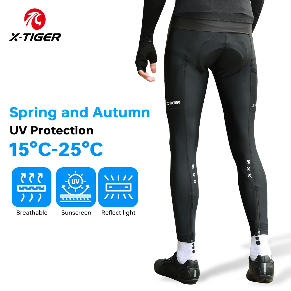 X-TIGER Men's Autumn and Winter Breathable Thickened Cushion Comfort Cycling Trousers Fleece Non-Backpacking Trousers