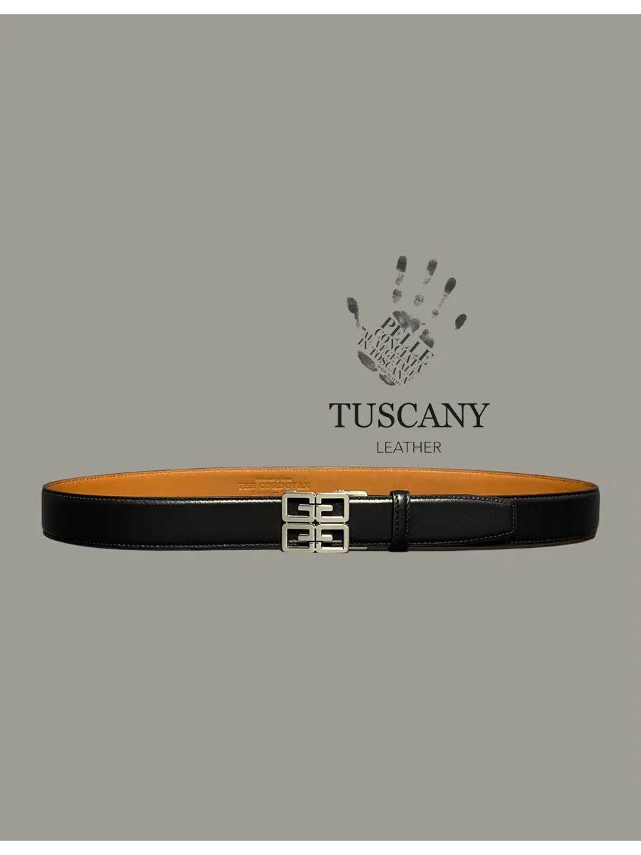 Japanese high-end men's clothing silver 4G stainless steel automatic buckle pants belt, brand business leisure leather belt