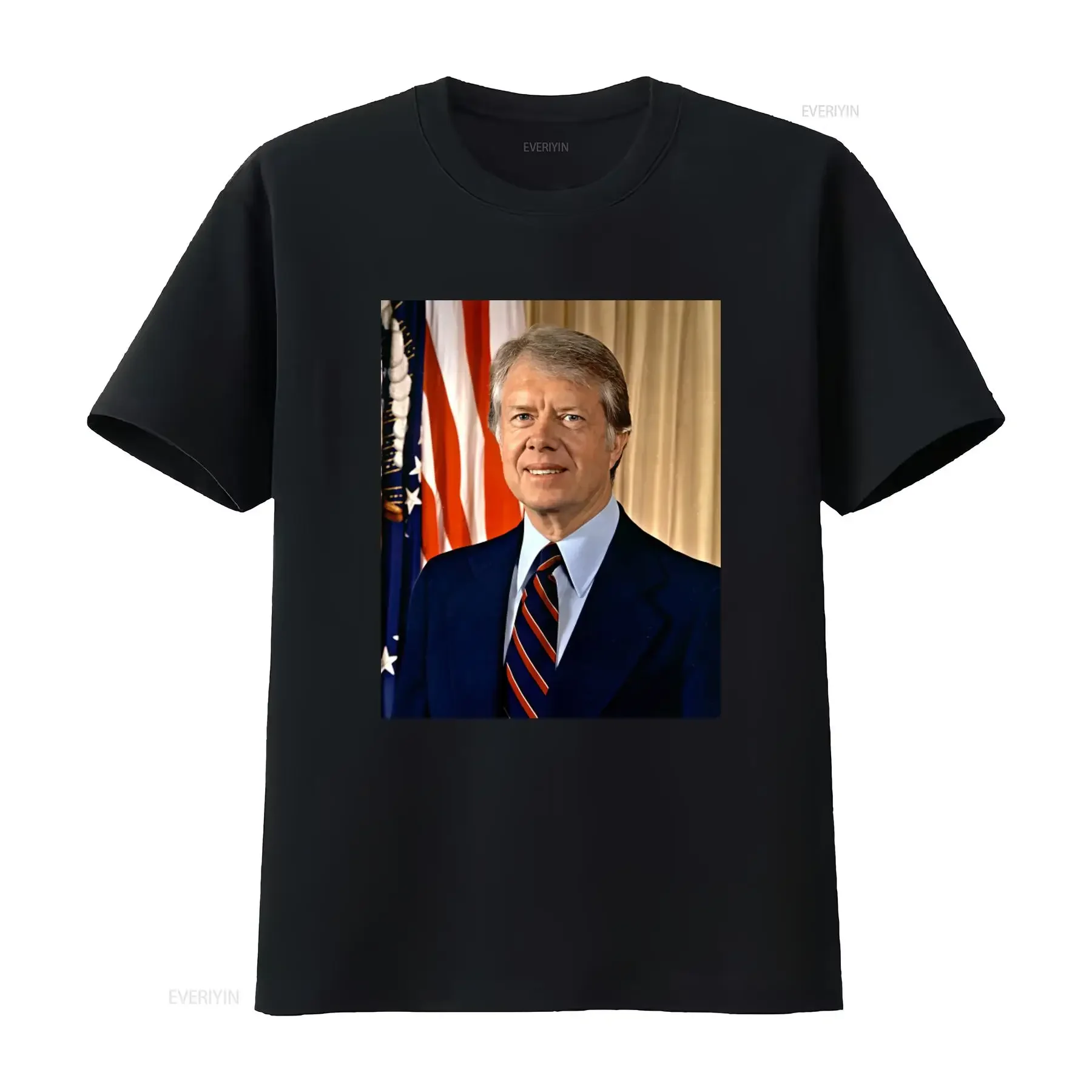 Jimmy Carter Portrait T Shirt American President Design High Quality Print Perfect for Patriotic Fashion vintage Washed homme