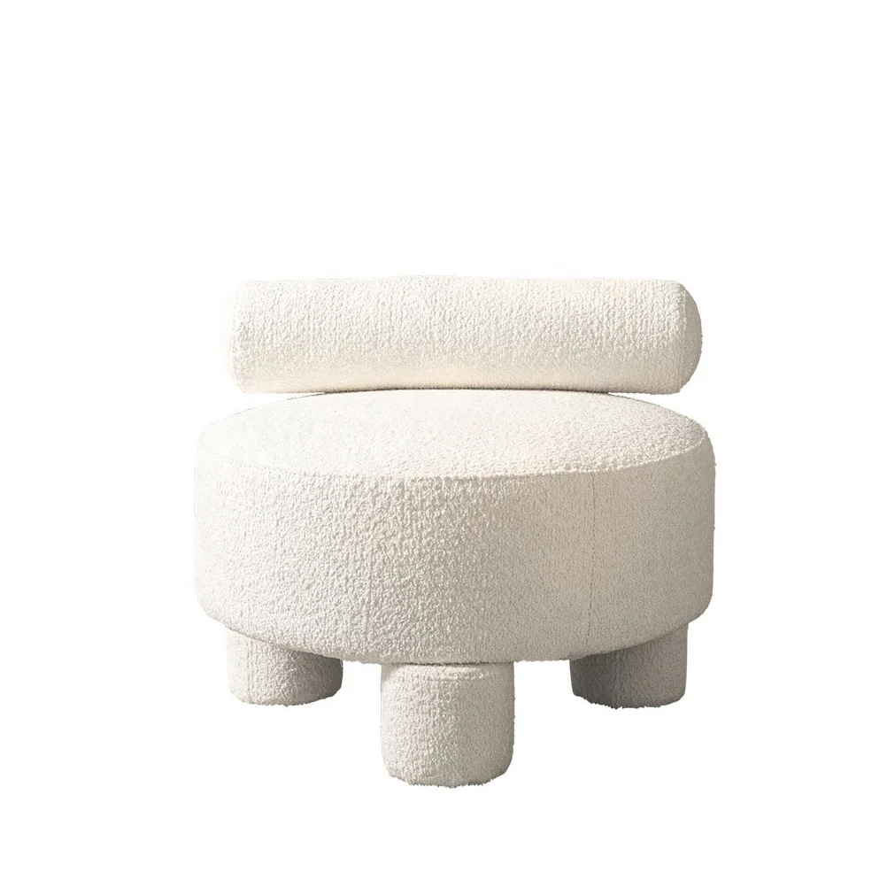French Retro Style White Chaise Lounge Modular Living Room Bedroom Balcony Single Chair