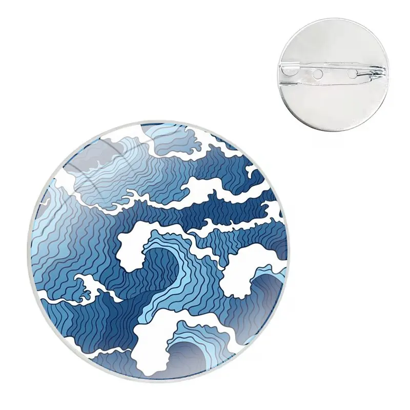 Hokusai The Great Wave Pins Badge Metal Brooches For Clothes Backpack Decoration gift