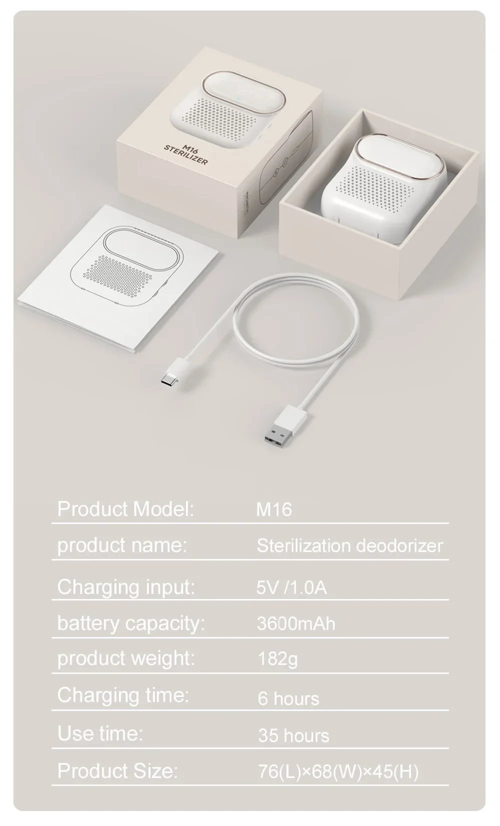 Ozon-Generator, Luftreiniger, Kühlschrank-Deodorierer, Sterilisator, Luftreinigung, Haushalt, Küche, Frischhaltung, wiederaufladbar – Detail 10