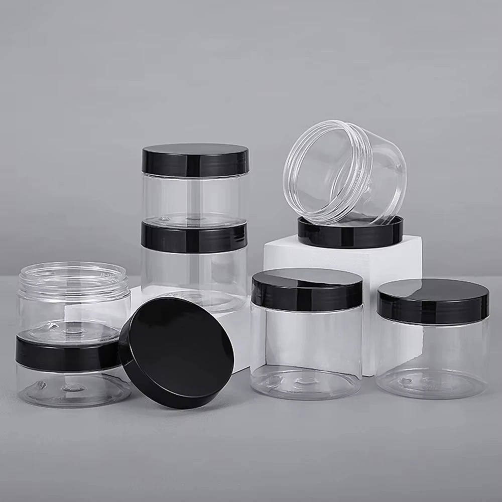 50ml/100ml/150ml/200ml/250ml/300ml Plastic Jar With Lid Screw Transparent Container Empty Cosmetic Cream Powder Jar Vanity Box