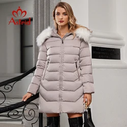 Astrid Winter Women Parka Big Fur Collar Hood Thick Warm Cotton Overcoat Long Down Jacket Quilted Coat Female Clothing ZR-1998