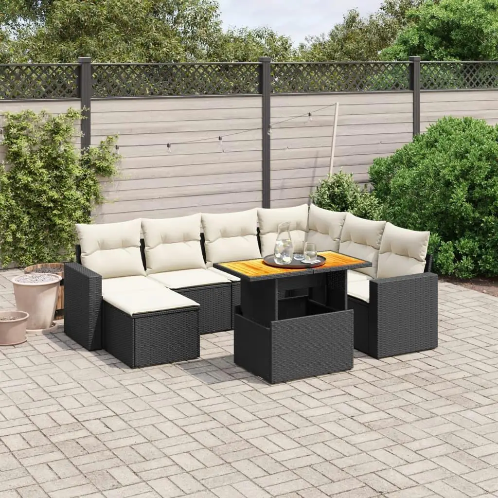

Cozy Black PE Rattan 8 Piece Modular Garden Sofa Set Outdoor Furniture Stylish Seating Solution