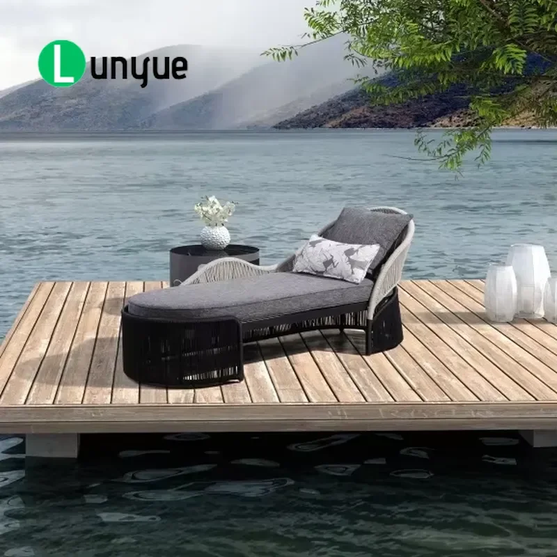 High Quality Aluminum Handmade Rattan Beach Recliner Sofa Outdoor Garden Furniture Bed Leisure Patio Lounger Durable
