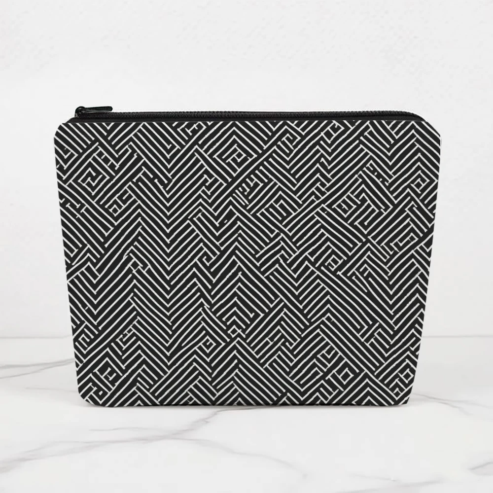 Geometric Zigzag Pattern Design Makeup Bags for Girls Cosmetic Pouch Toiletry Bag Pencil Case Travel Storage