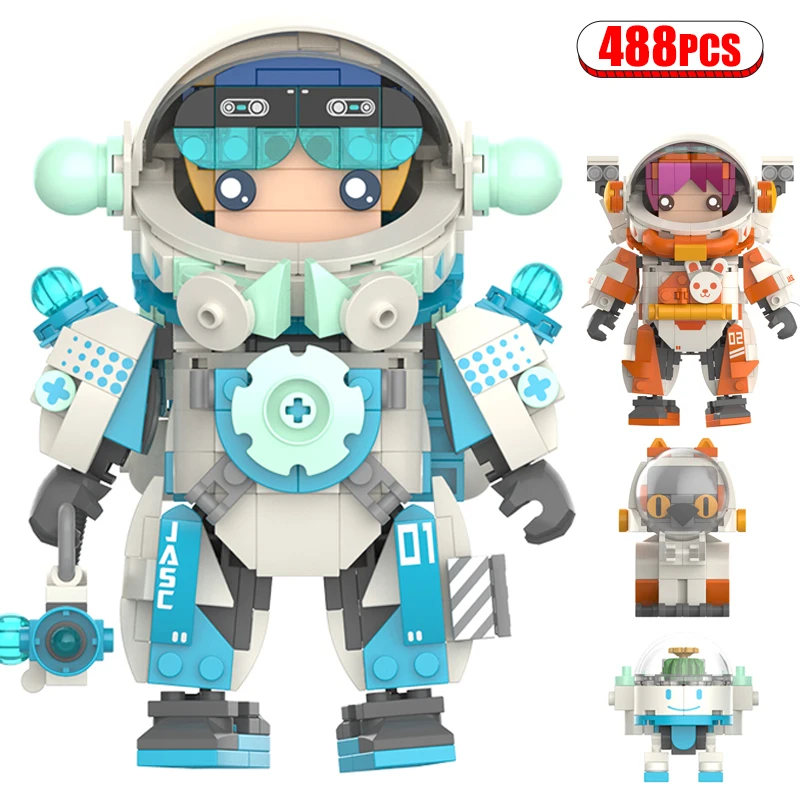 

Aerospace Spaceman Astronaut Model Building Blocks Explore Moon Satellite Mechanical Robot Bricks For Children Toys Gifts