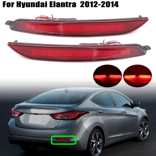 Luz reflectora de parachoques trasero LED para Hyundai Elantra 2012-2014 luces traseras luces de freno Reflector de advertencia lámpara antiniebla piezas de repuesto de coche