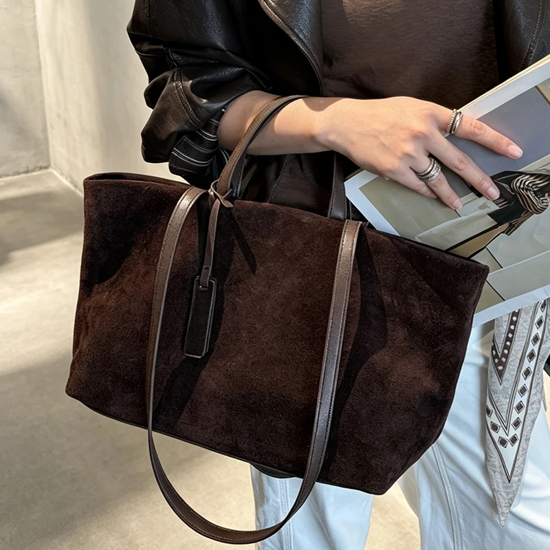 genuine-suede-women-bag-handbag-cowhide-leather-shoulder-bags-oversize-ladies-casual-tote-autumn-winter-large-capacity-woman-bag
