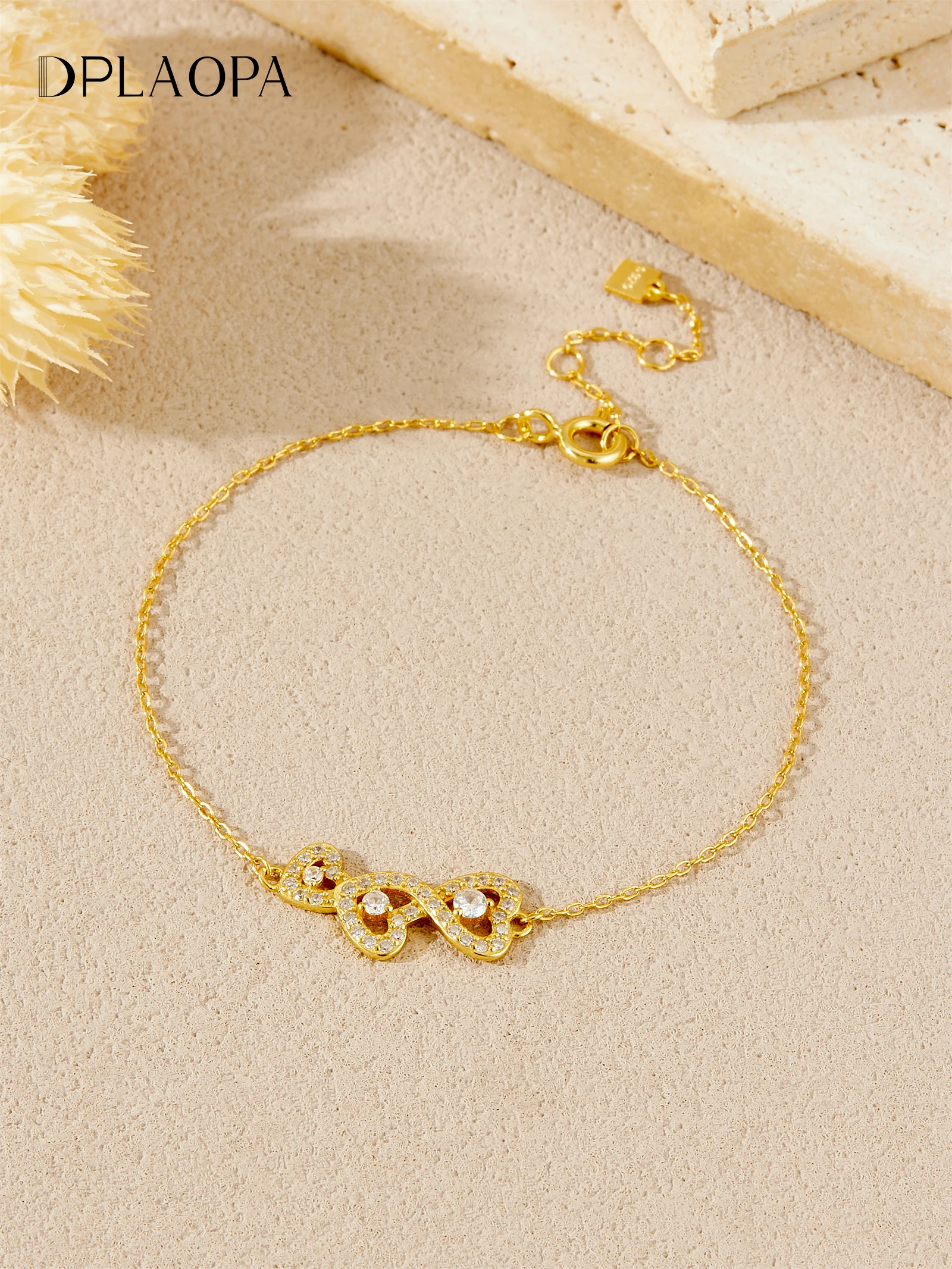 

DPLAOPA Браслет из стерлингового серебра 925 пробы с цирконом неправильной формы в форме сердца, тонкая цепочка, романтический, роскошный, элегантный, изысканные ювелирные изделия