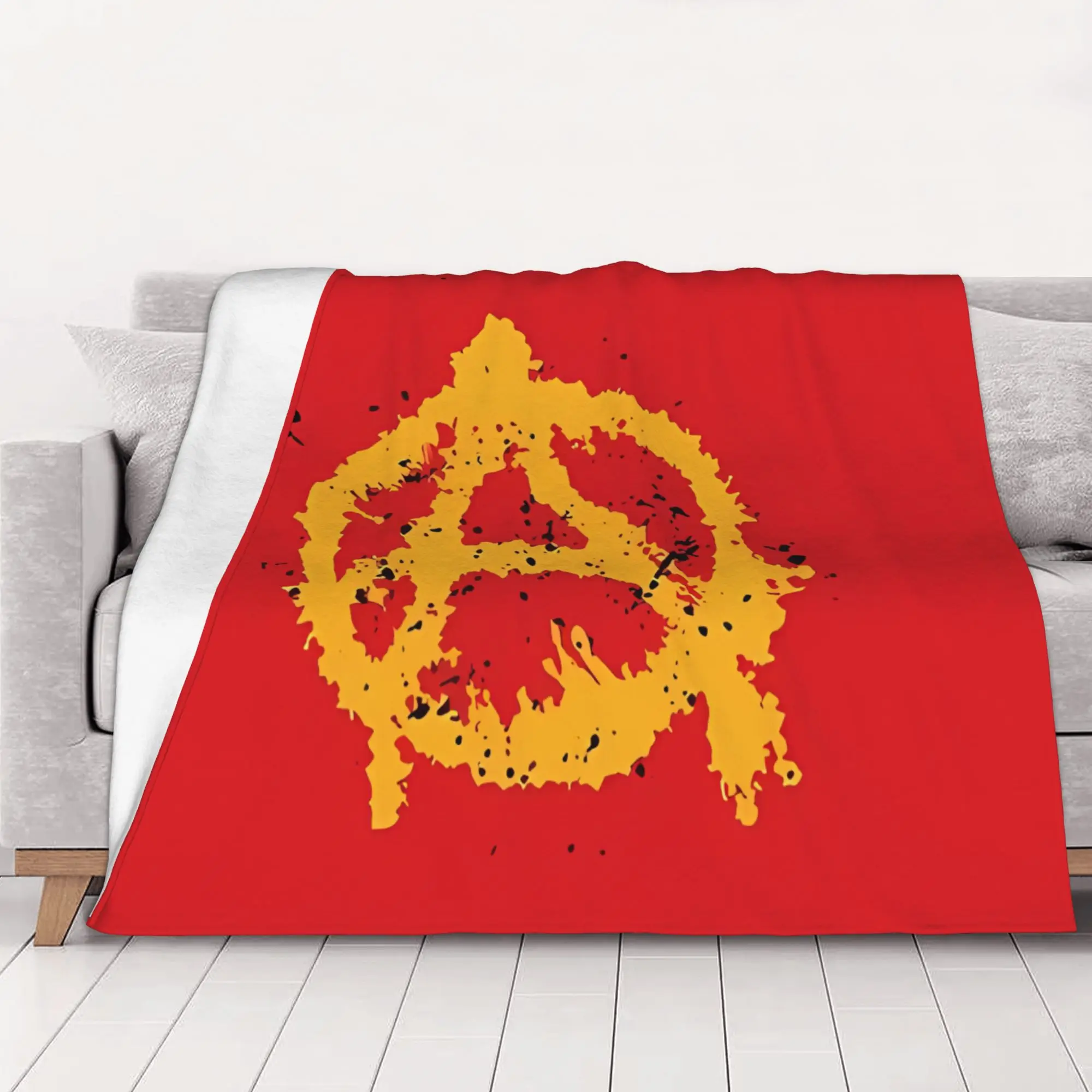 1PC Splatter Anarchy Symbol In Yellow Anarchy home room decorations Winter Blankets for Adults Bedding Home Interior Sofa Knee