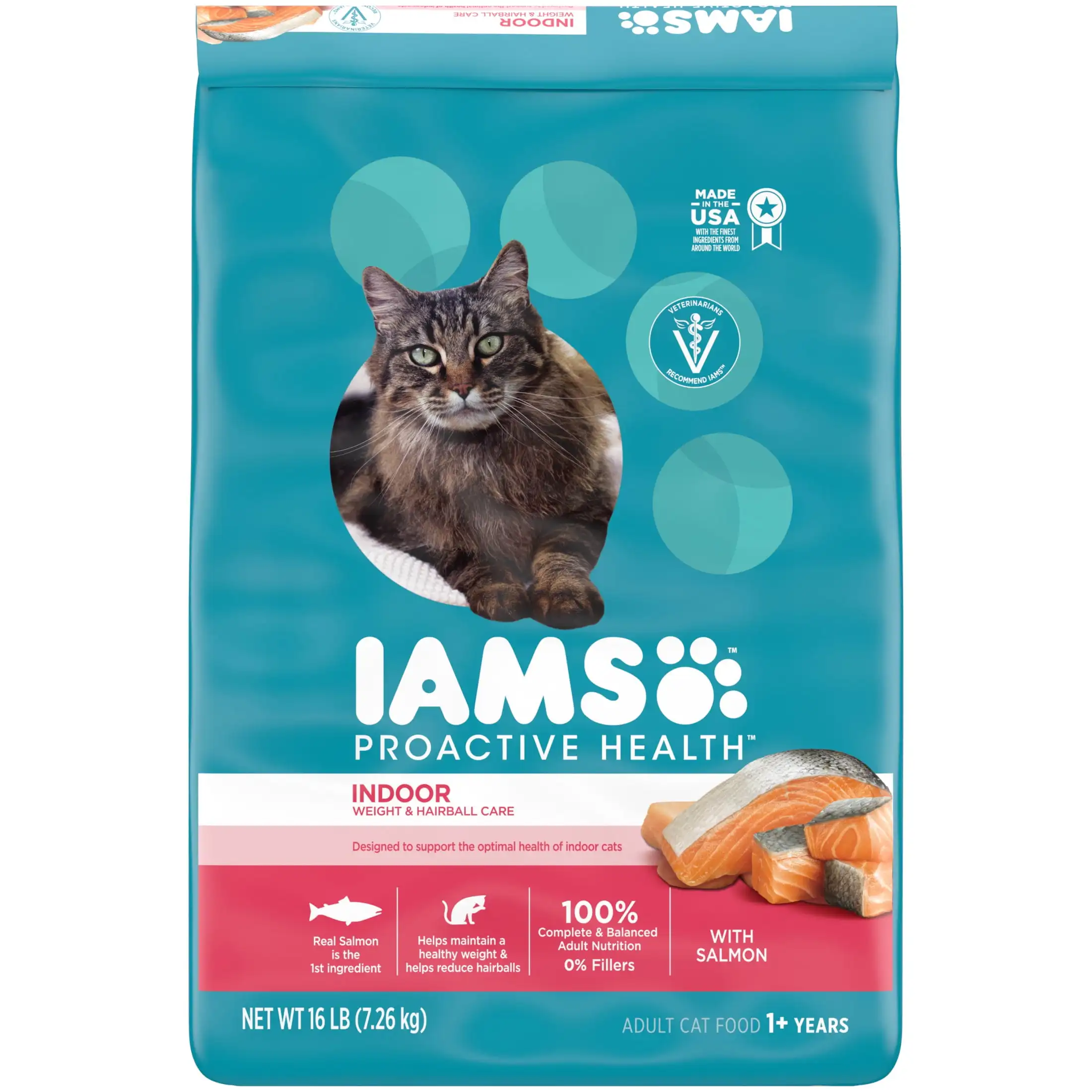 

Iams, сухая еда для кошек с лососем для активного здоровья, сумка на 16 фунтов