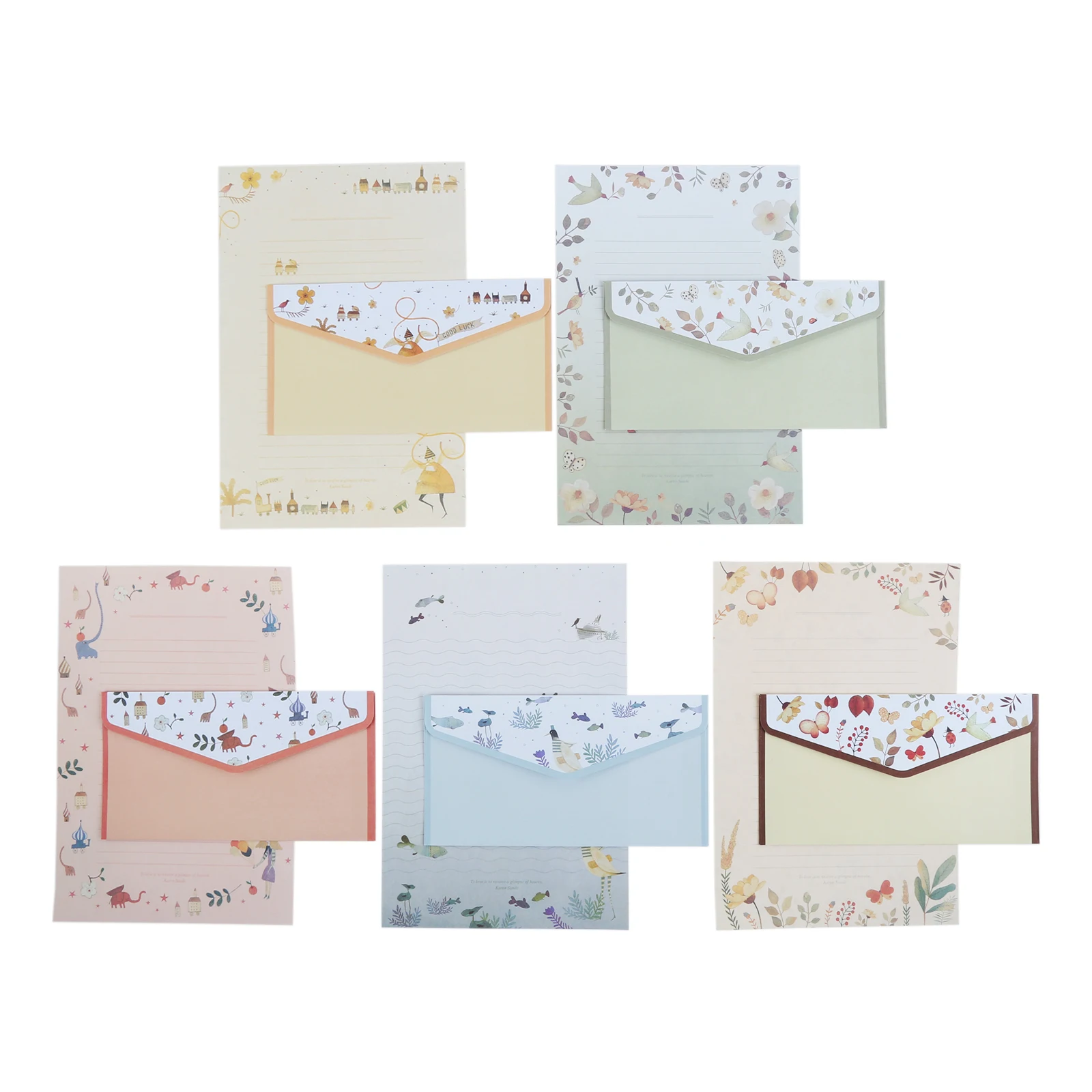 6Pcs Differrent Design Writing Paper With 3Pcs Envelopes Cartoon Pattern Vintage Floral Letter Stationery School Office Supplies