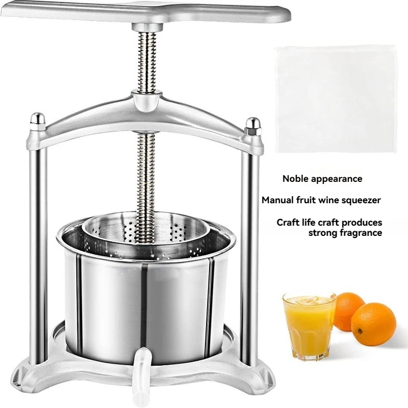 New 3 L&6 L anual Wine Press - Preiu Dual-Piston Fruit Crusher for Grape/Berry, Physical Extraction Juicer with Pulp Separator