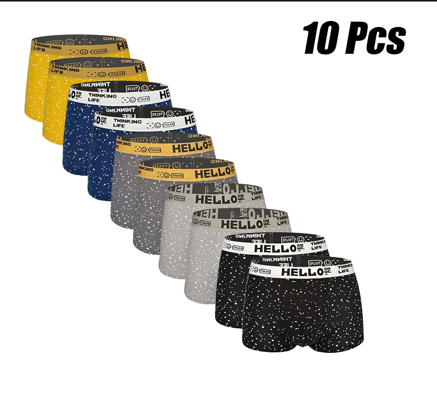 10pc Mens Ultra Soft Breathable Boxer Briefs Comfy Stretch Fit Speckled Splash Pattern Everyday All-Season Essential Underwear