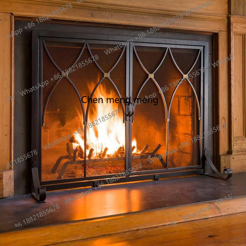 Living room European wrought iron floor-to-ceiling fireplace screen partition fireplace door fence fireproof hollow