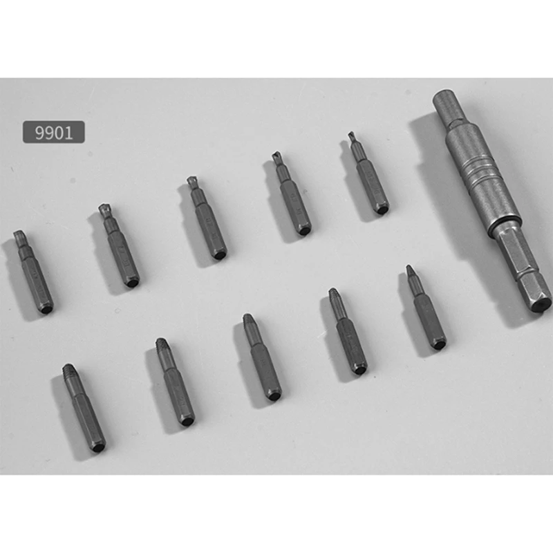 AC88 12Pcs Broken Screw Extractor Set for Removing Damaged Bolts Car Repair S2 Steel Tool Kit
