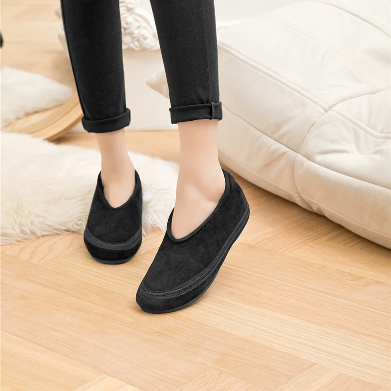 AIYUQI Winter Flache Schuhe Frauen 2025, Neue Pelz Futter Warme Frauen Schnee Schuhe Aus Echtem Leder Komfortable Weibliche Winter Ballett Schuhe – Detail 5