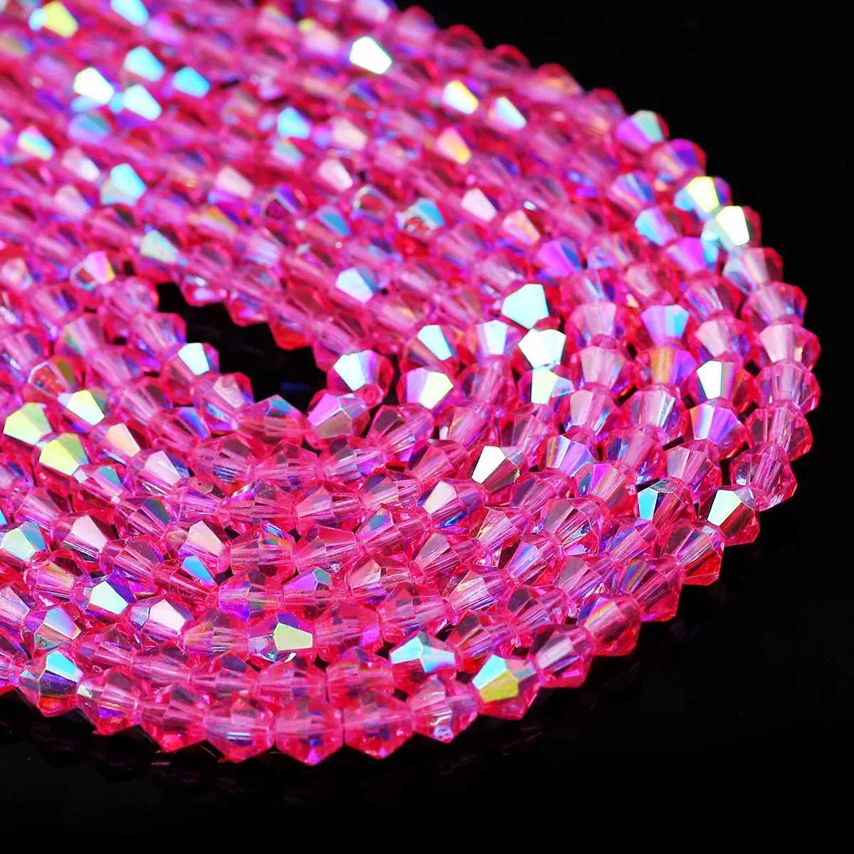 6mm High-Brightness Diamond-Shaped Pointed Beads in Rose Pink for Handmade DIY Jewelry Making Suitable Bead Strings Loose Bead