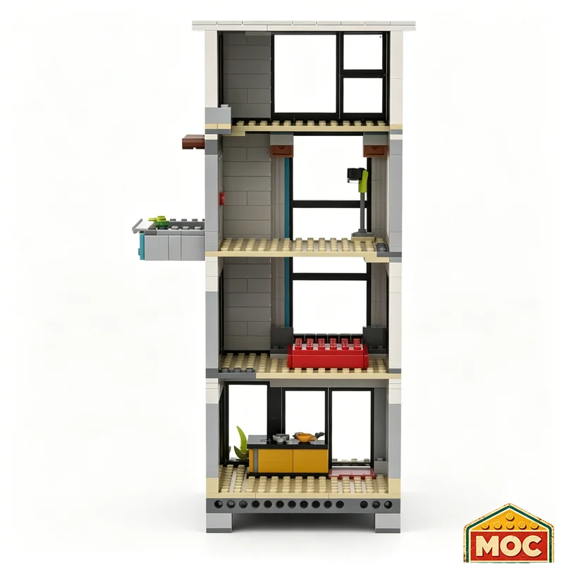 515 PCS Modern 3 Floor Apartment City Street View Building Blocks Model Custom DIY Educational Toy Boys Birthday Christmas Gifts