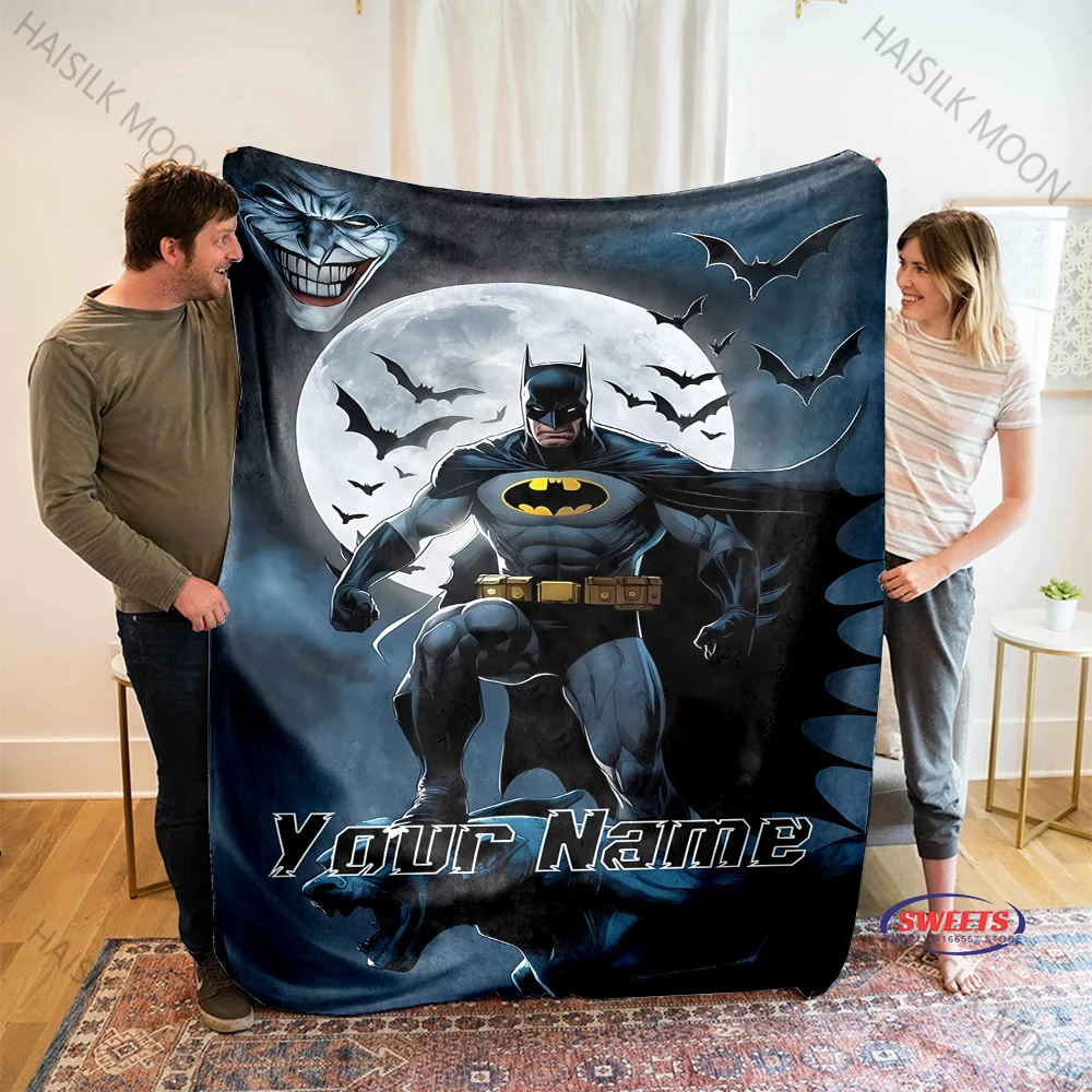 DIY DC Batman Blanket Custom Name Personalized Blanket Soft and Comfortable Shawl Sofa Bed Nap Four Seasons Blanket Special Gift