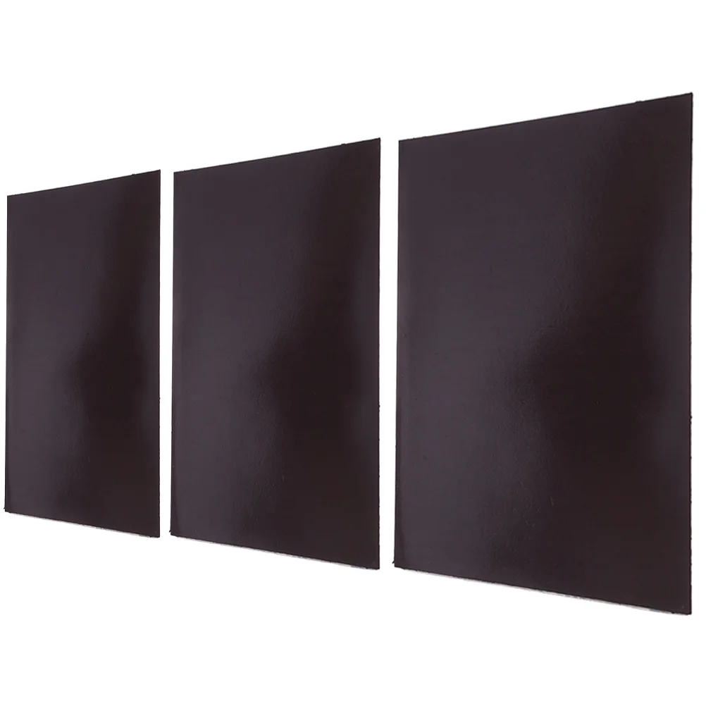 

3 Pcs Magnetic Sheets Adhesive Backing DIY Fridge Patches Teaching Aids Rectangle Black Peel Stick Cuttable Household Kitchen