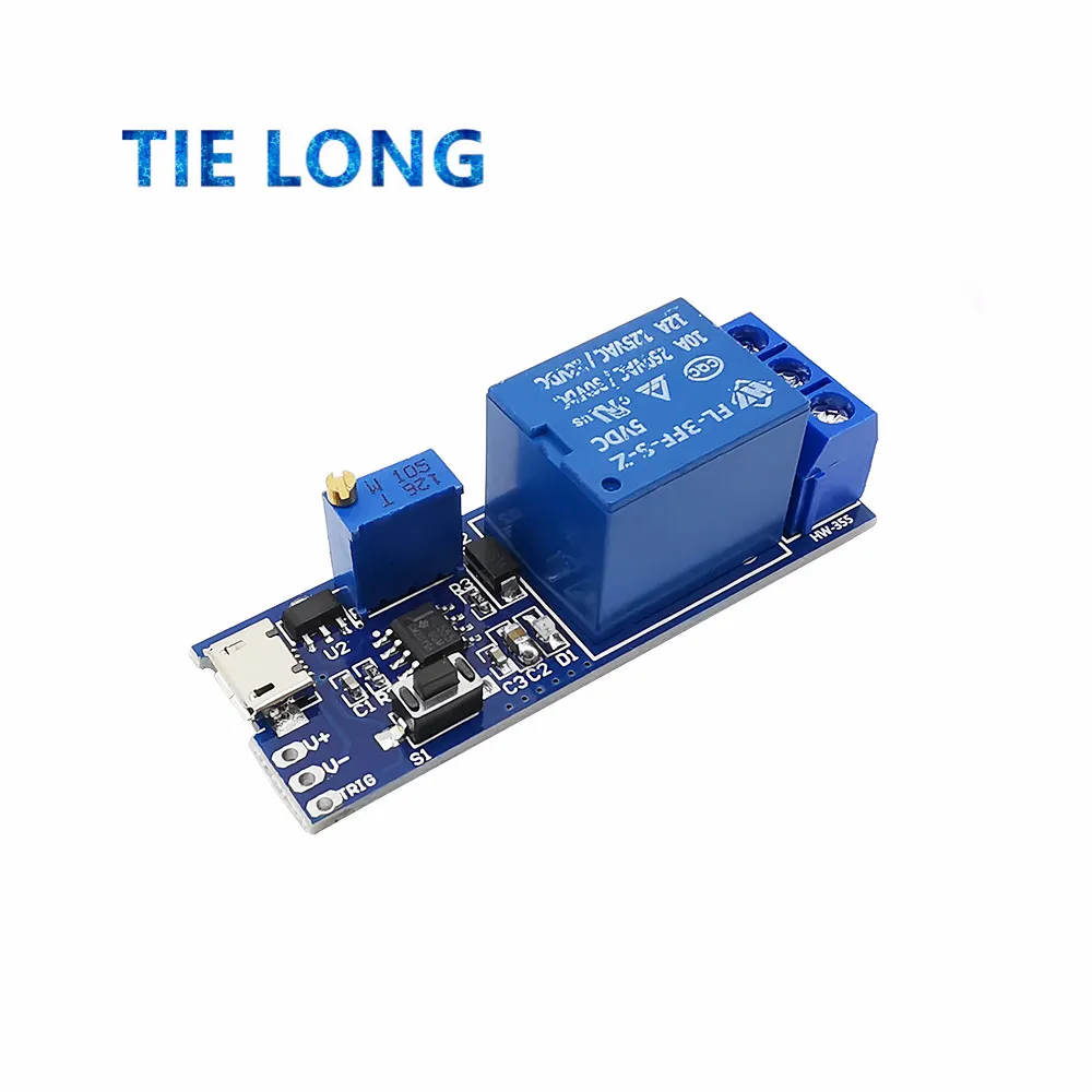 Smart Electronics Control Module Trigger Delay Switch 5V-30V Micro USB Power Adjustable Delay Relay Timer