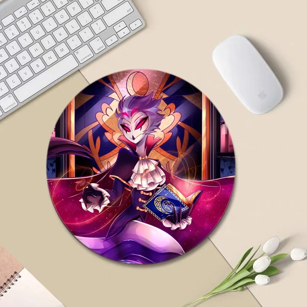 Cartoon H-Helluva B-Boss Mousepad 20x20cm Round Desktop Desk Mat Kawaii Gaming Accessories Students Writing Pad Mouse Pad for PC