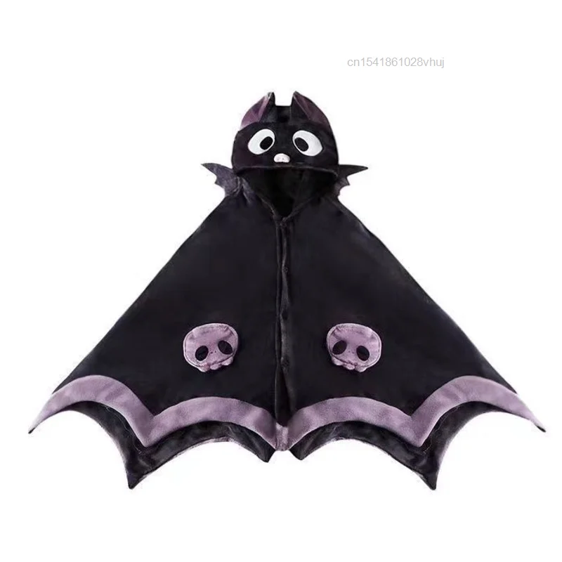 Kawaii Cartoon Bat Y2k Plush Pajamas Anime Cloak Sleepwear Costume Halloween Cloak For Adults Winter Pajamas Women Blanket Cape